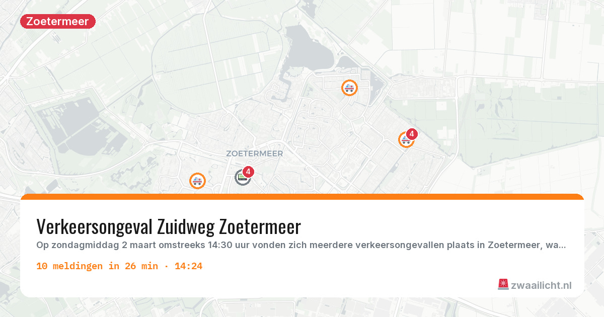 Kaart van de activiteitspiek bij Zoetermeer