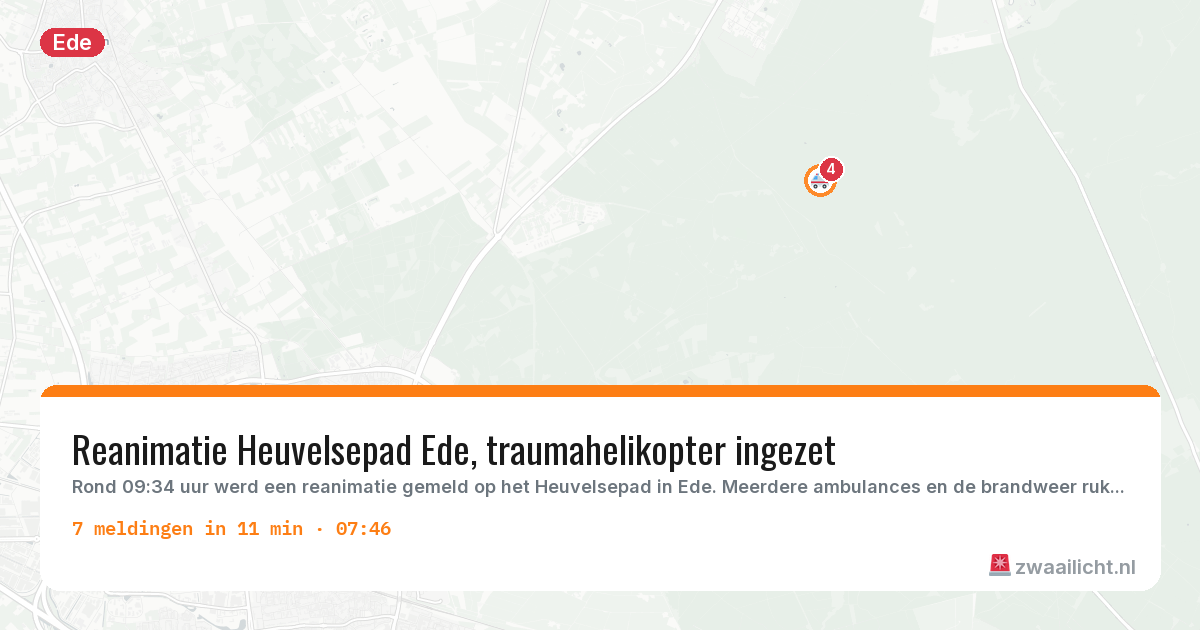 Kaart van de activiteitspiek bij Ede