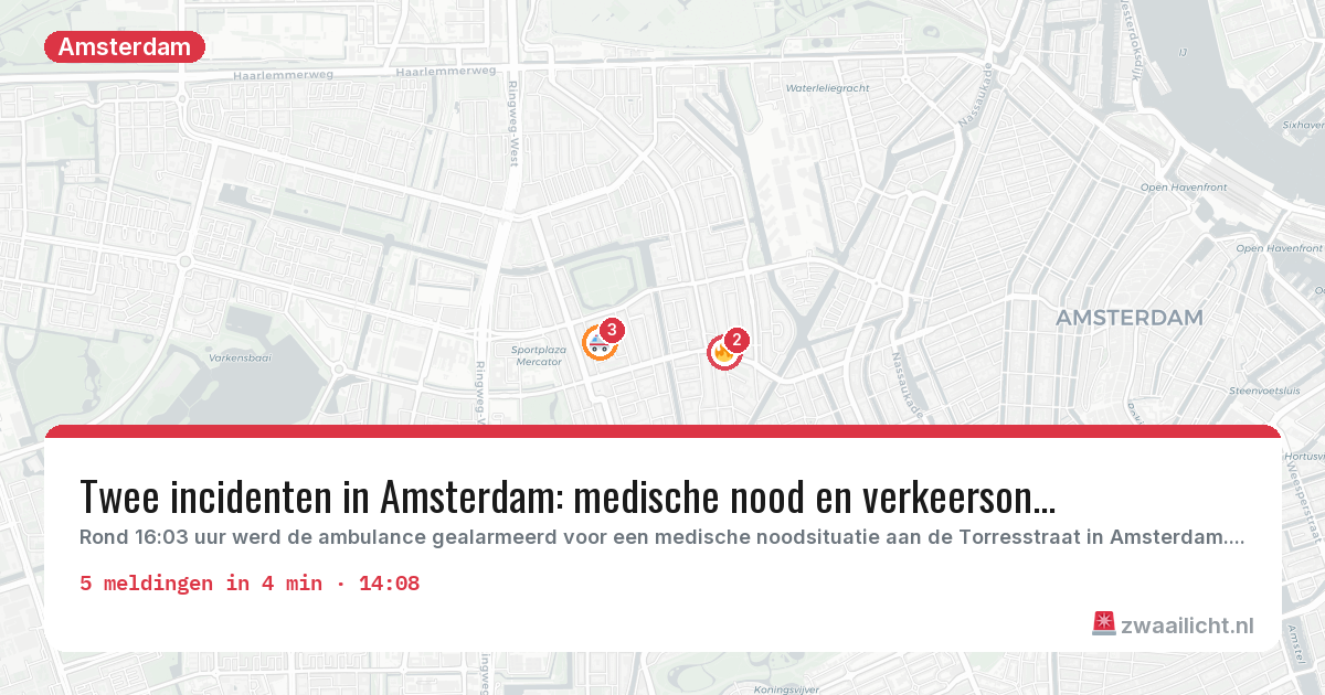 Kaart van de activiteitspiek bij Amsterdam