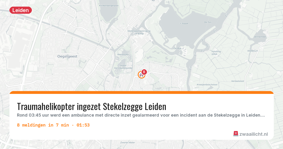 Kaart van de activiteitspiek bij Leiden