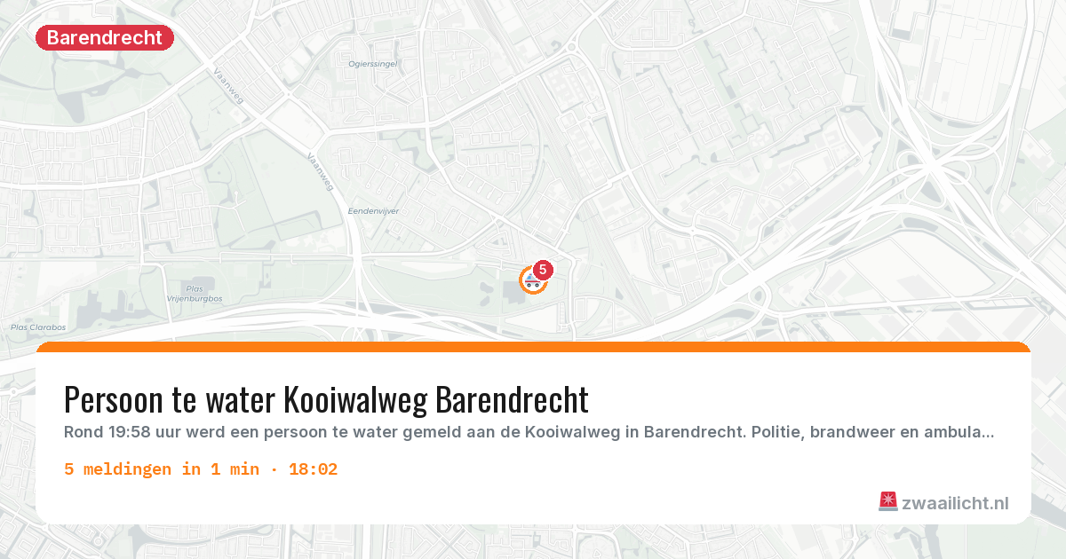 Kaart van de activiteitspiek bij Barendrecht