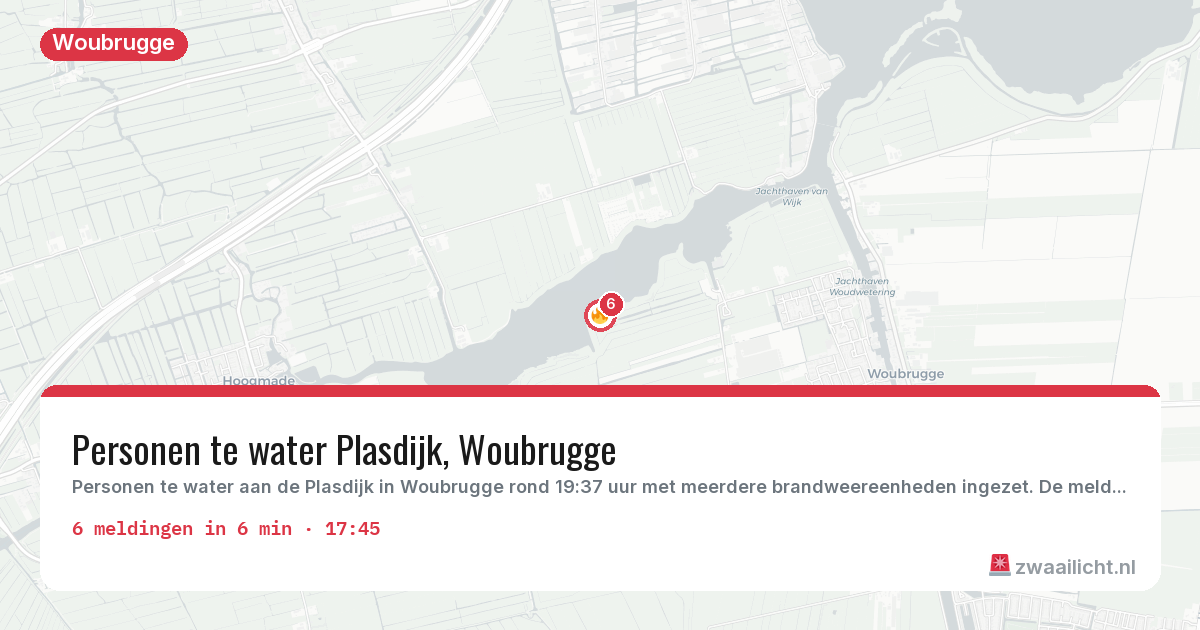Kaart van de activiteitspiek bij Woubrugge