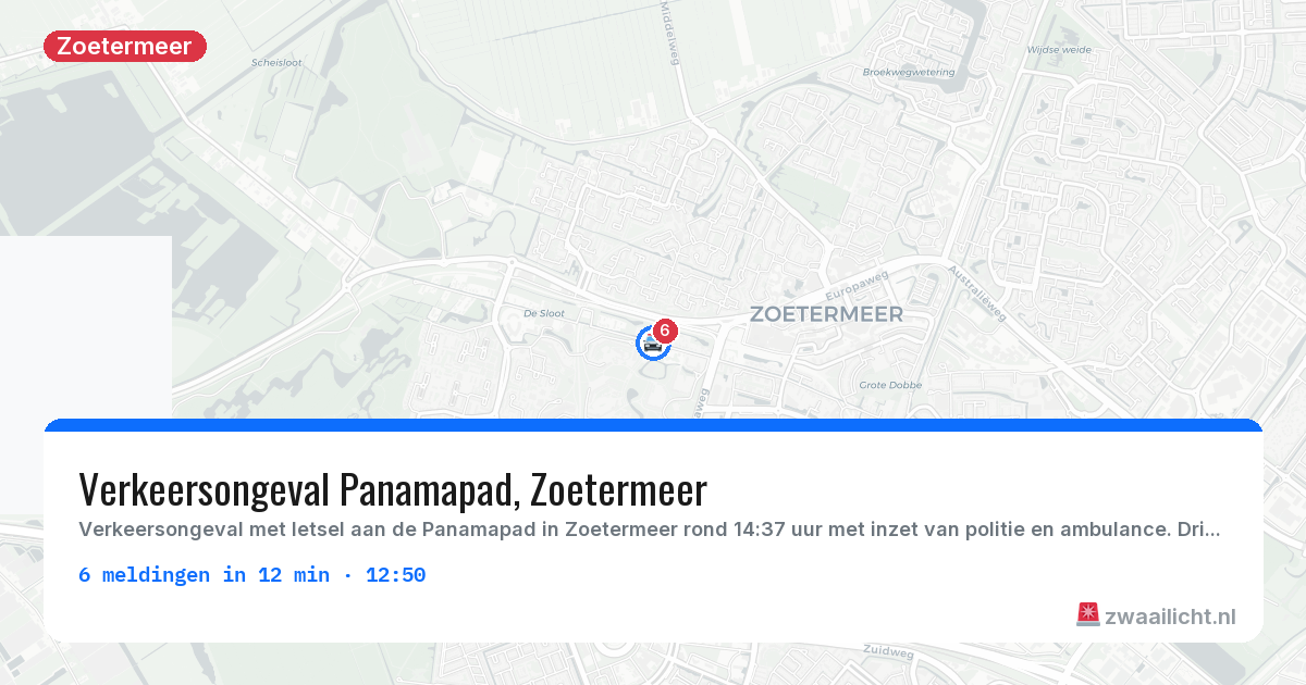 Kaart van de activiteitspiek bij Zoetermeer