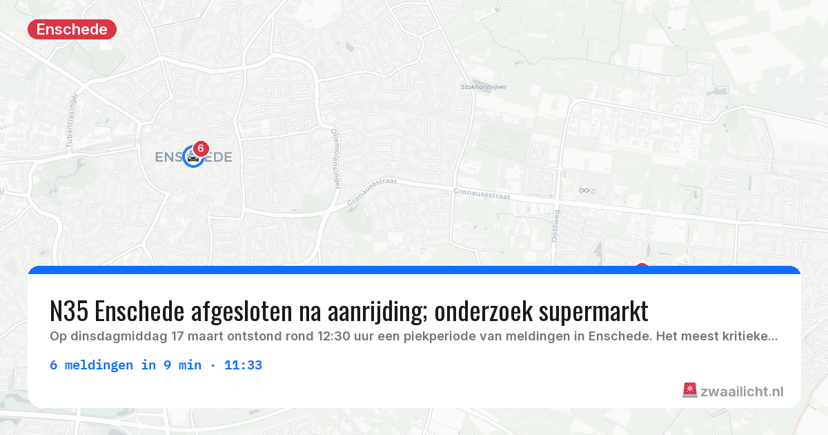 Kaart van de activiteitspiek bij Enschede