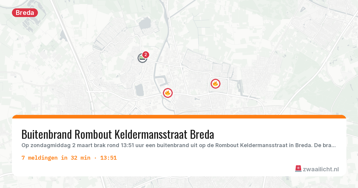 Kaart van de activiteitspiek bij Breda