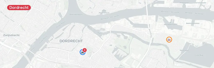 Kaart van Verkeersongeval Singel Dordrecht