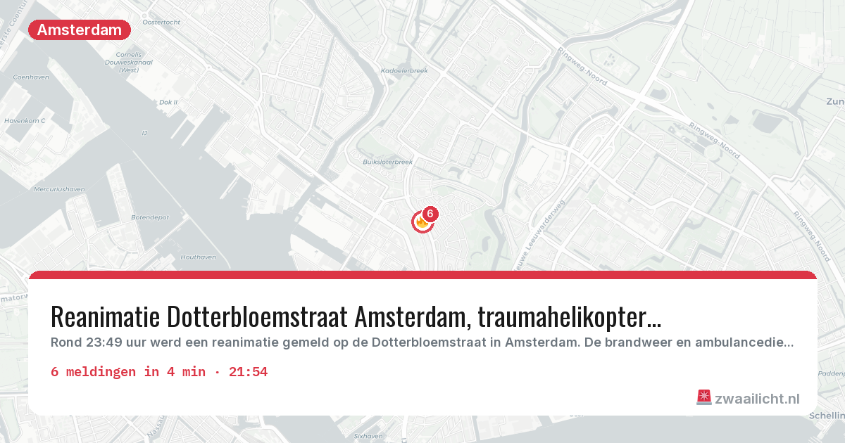 Kaart van de activiteitspiek bij Amsterdam