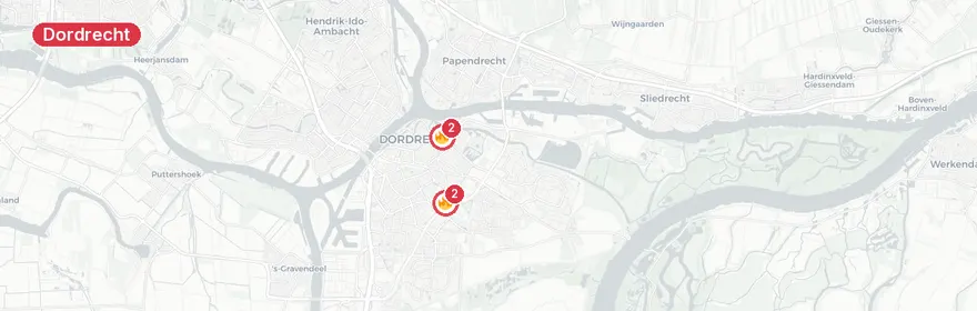Kaart van Brand in boom Nieuwe Merwedeweg Dordrecht