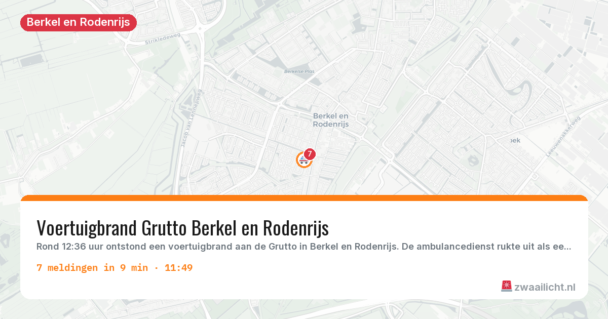 Kaart van de activiteitspiek bij Berkel en Rodenrijs