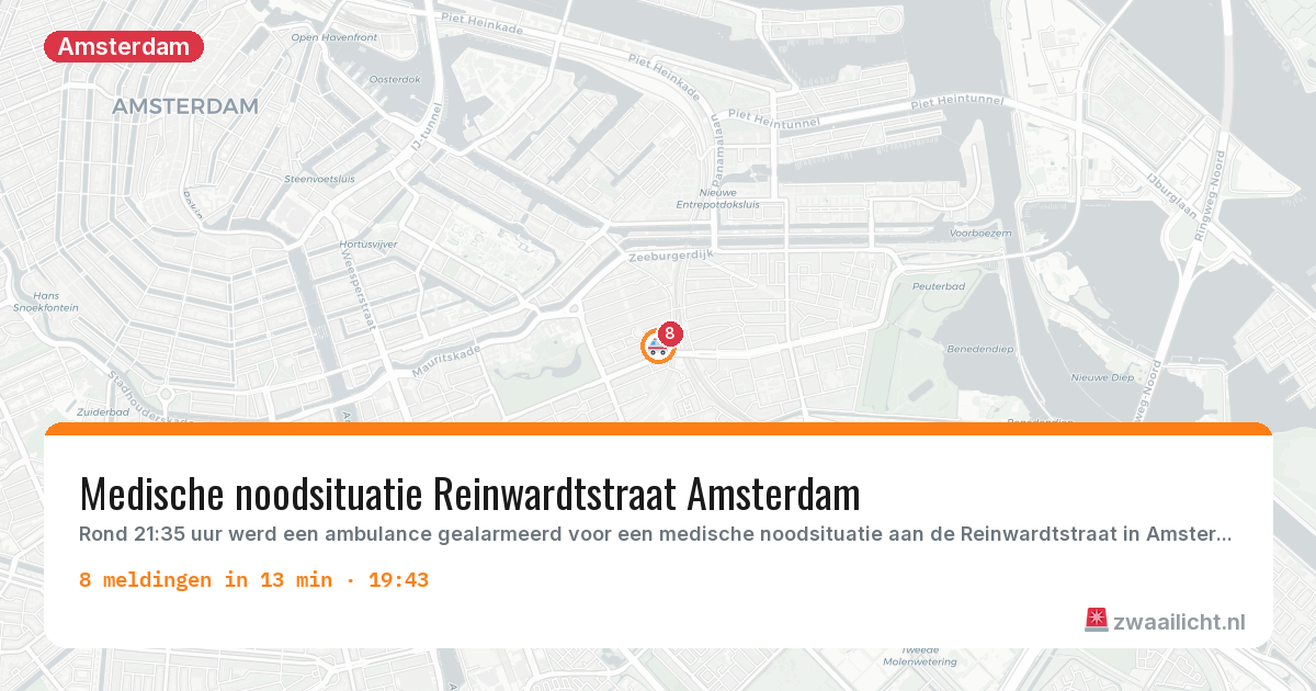 Kaart van de activiteitspiek bij Amsterdam