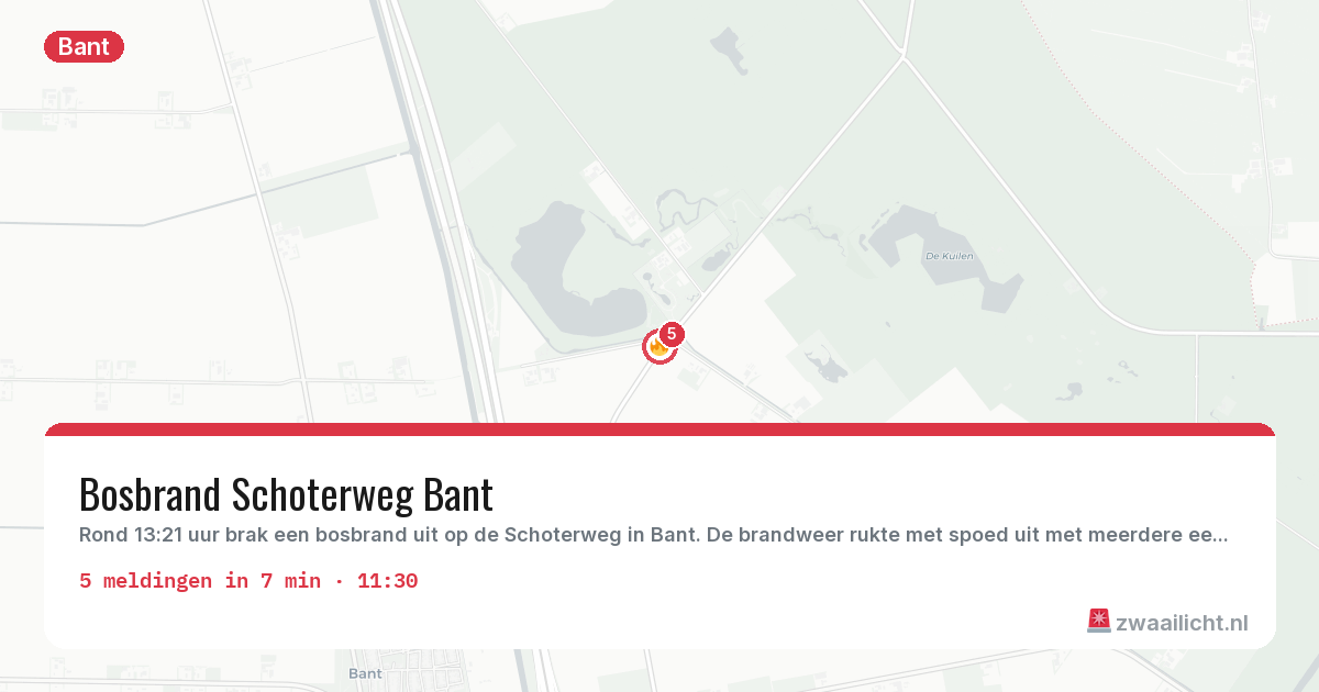 Kaart van de activiteitspiek bij Bant