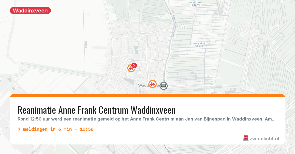 Kaart van de activiteitspiek bij Waddinxveen
