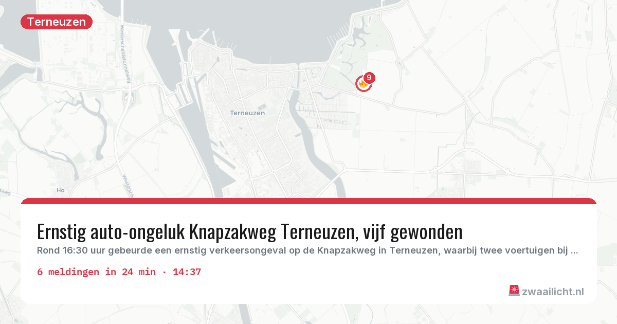 Kaart van de activiteitspiek bij Terneuzen