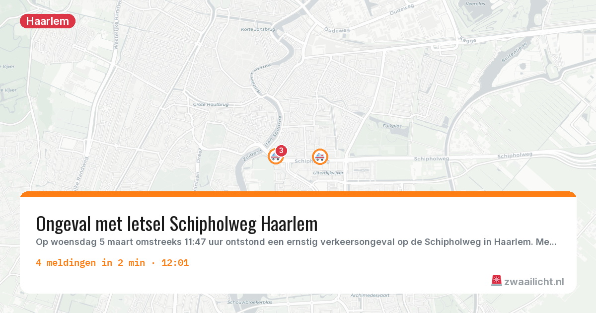 Kaart van de activiteitspiek bij Haarlem