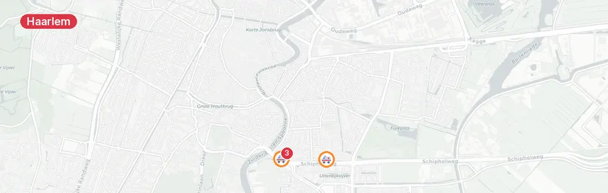 Kaart van Ongeval met letsel Schipholweg Haarlem