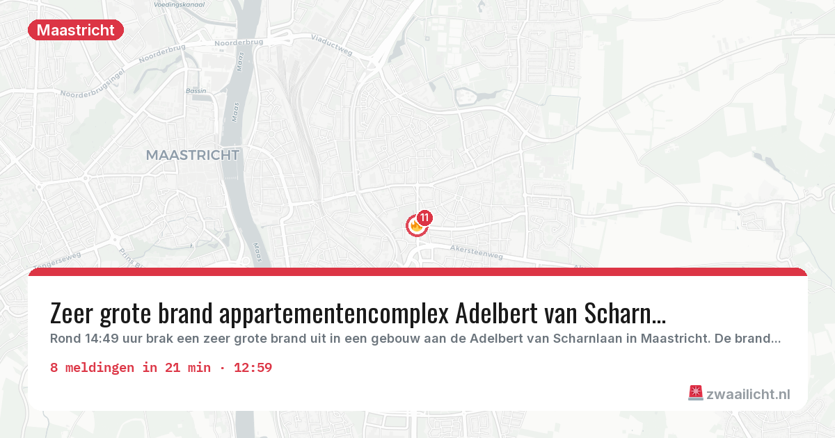 Kaart van de activiteitspiek bij Maastricht