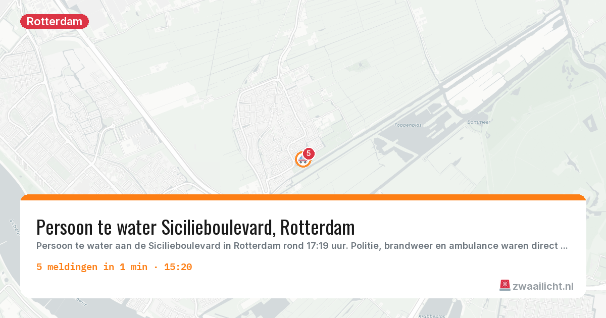 Kaart van de activiteitspiek bij Rotterdam
