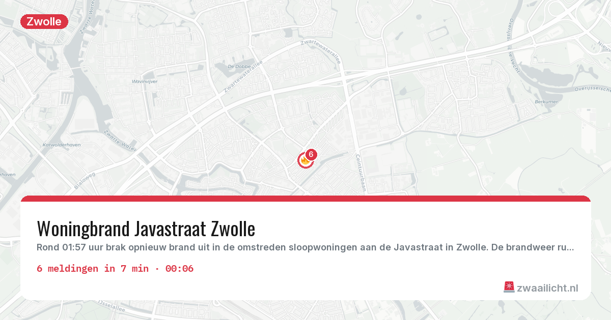 Kaart van de activiteitspiek bij Zwolle