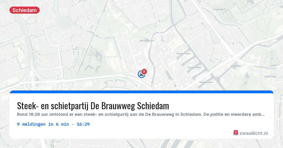 Kaart van de activiteitspiek bij Schiedam