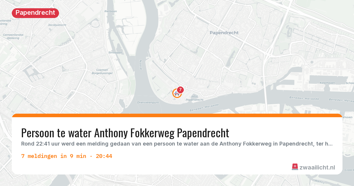 Kaart van de activiteitspiek bij Papendrecht