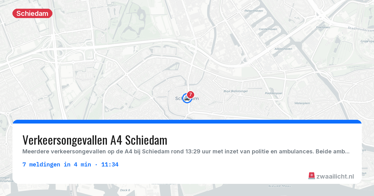 Kaart van de activiteitspiek bij Schiedam