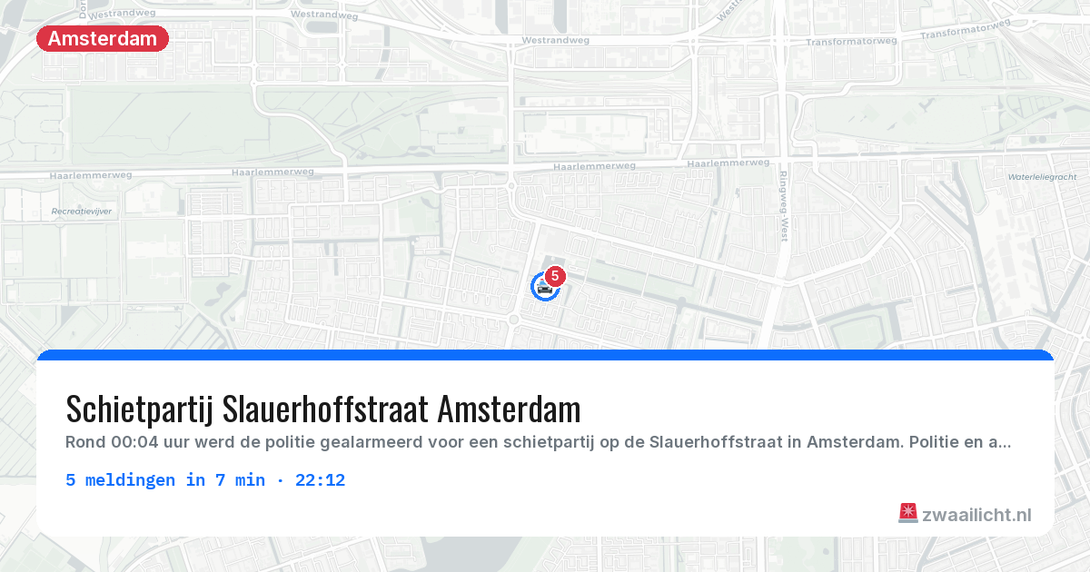Kaart van de activiteitspiek bij Amsterdam