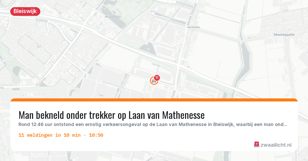 Kaart van de activiteitspiek bij Bleiswijk