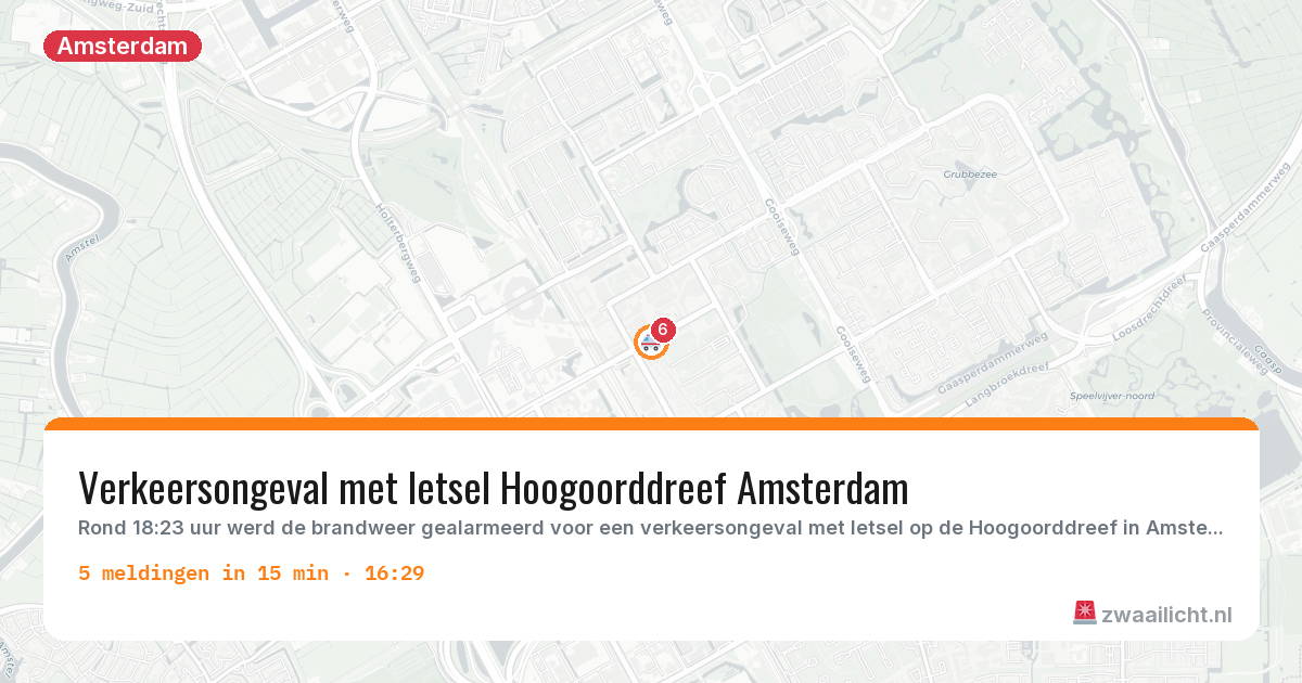 Kaart van de activiteitspiek bij Amsterdam