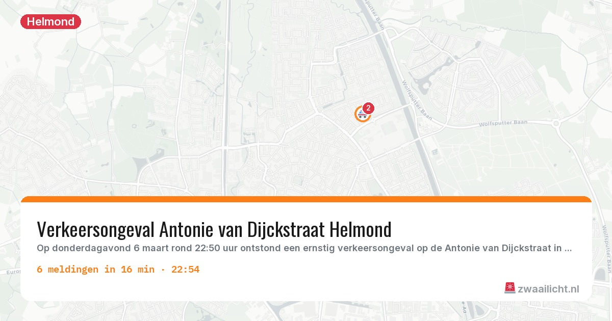 Kaart van de activiteitspiek bij Helmond