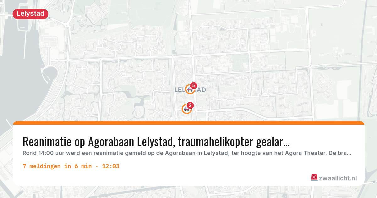 Kaart van de activiteitspiek bij Lelystad