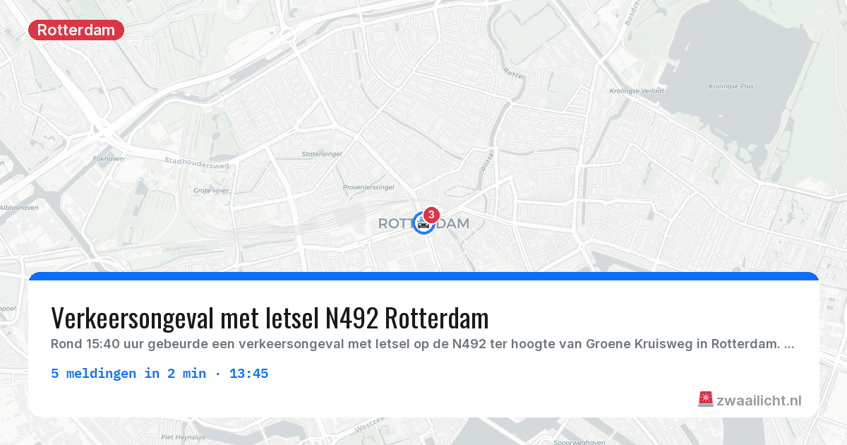 Kaart van de activiteitspiek bij Rotterdam