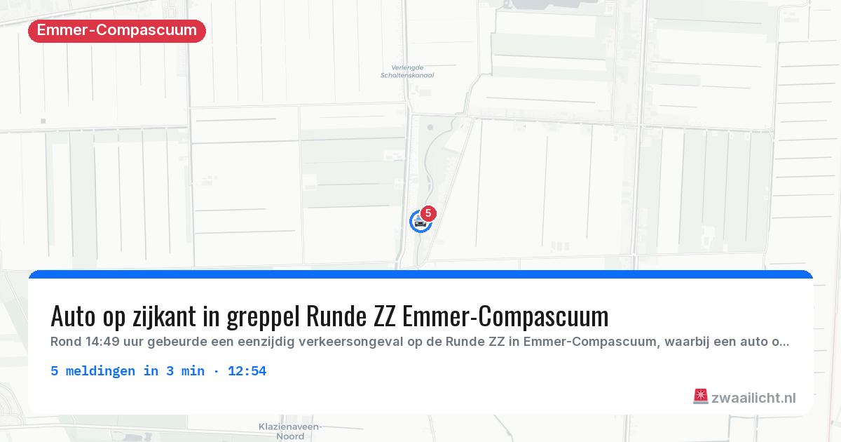 Kaart van de activiteitspiek bij Emmer-Compascuum
