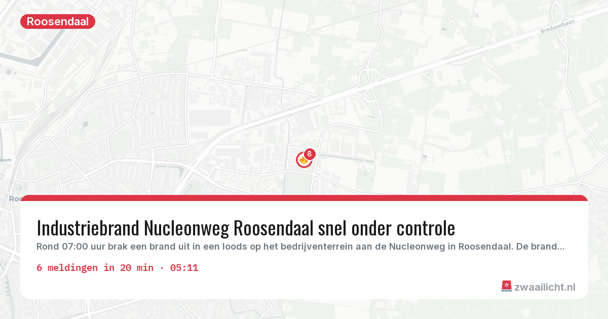 Kaart van de activiteitspiek bij Roosendaal