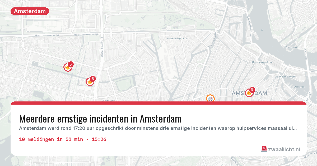 Kaart van de activiteitspiek bij Amsterdam