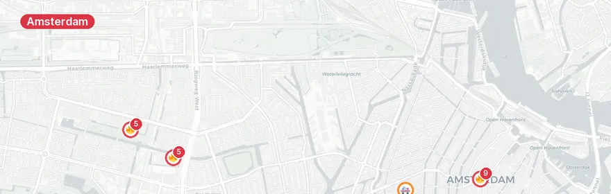 Kaart van Meerdere ernstige incidenten in Amsterdam