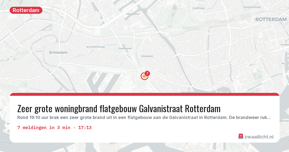 Kaart van de activiteitspiek bij Rotterdam