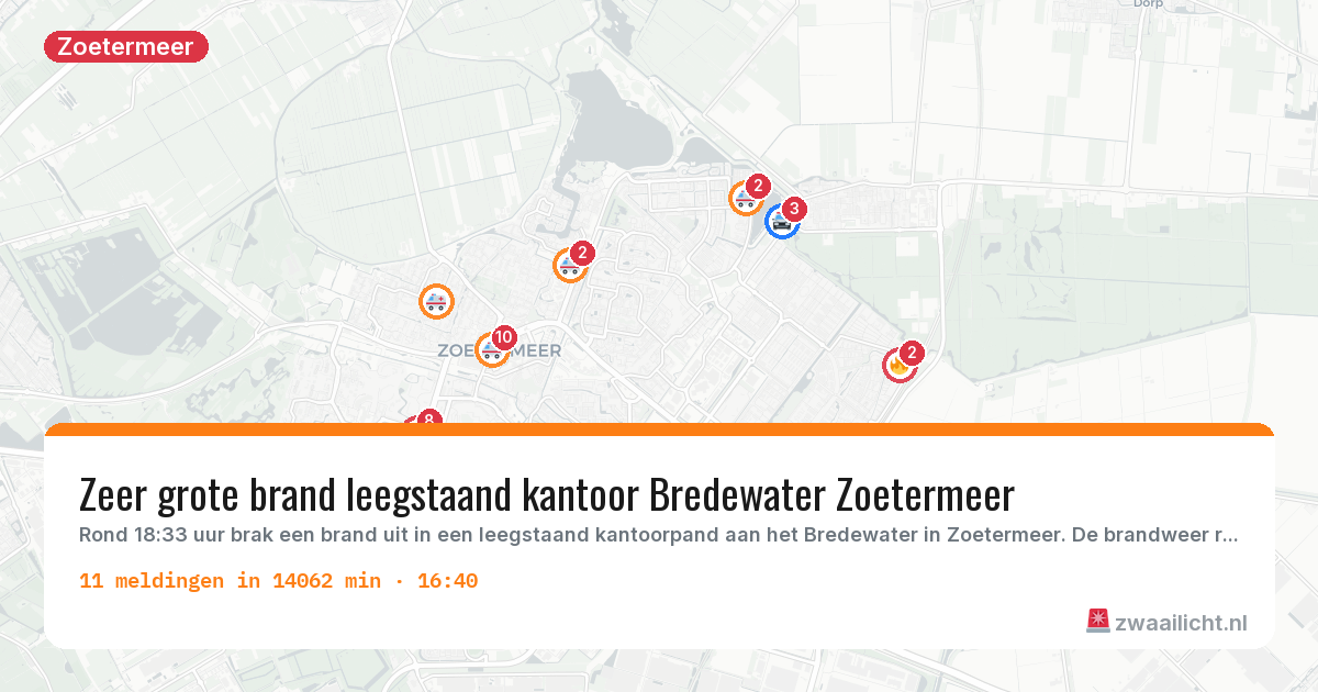 Kaart van de activiteitspiek bij Zoetermeer
