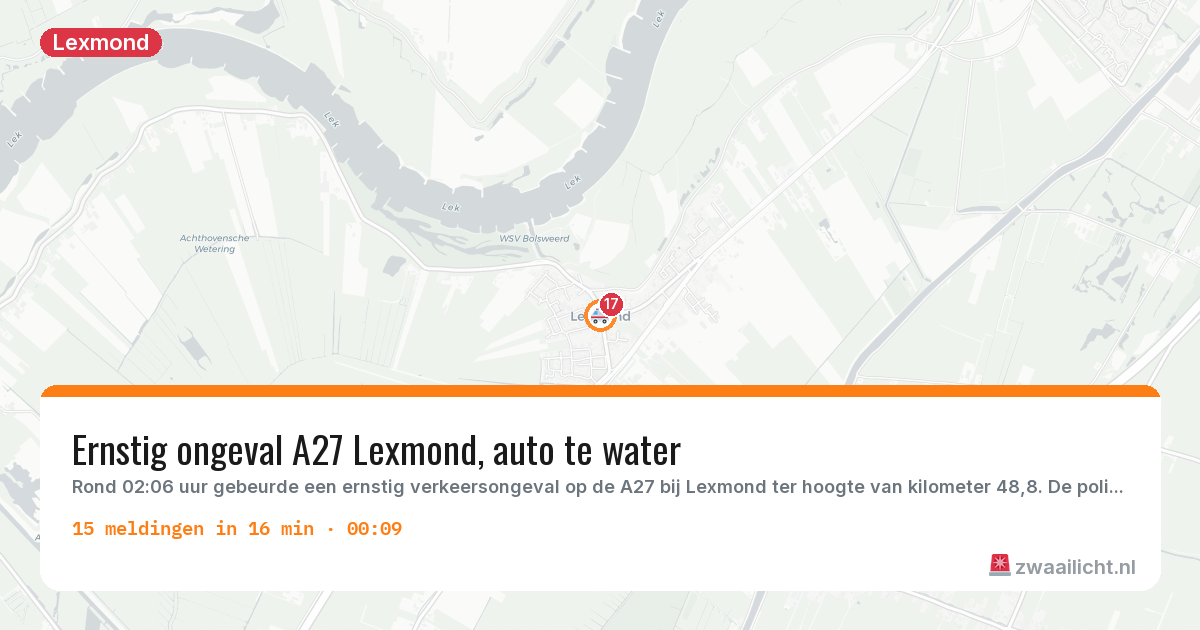 Kaart van de activiteitspiek bij Lexmond