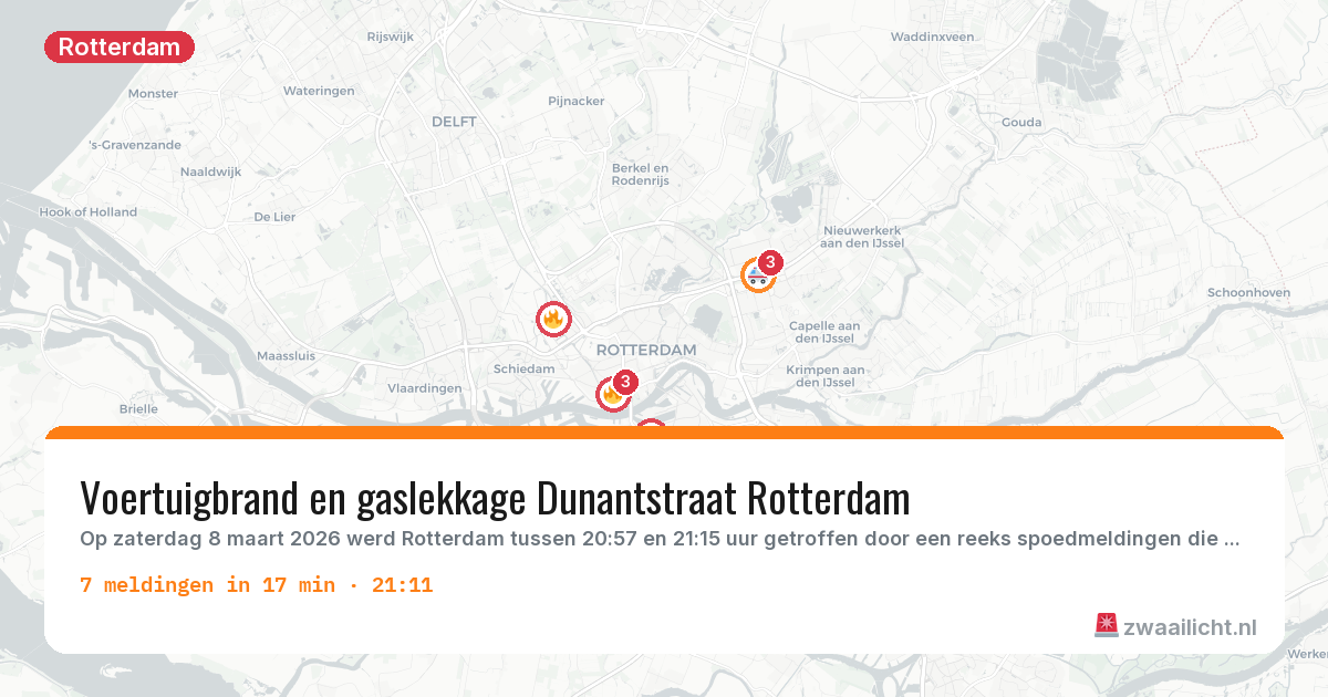 Kaart van de activiteitspiek bij Rotterdam