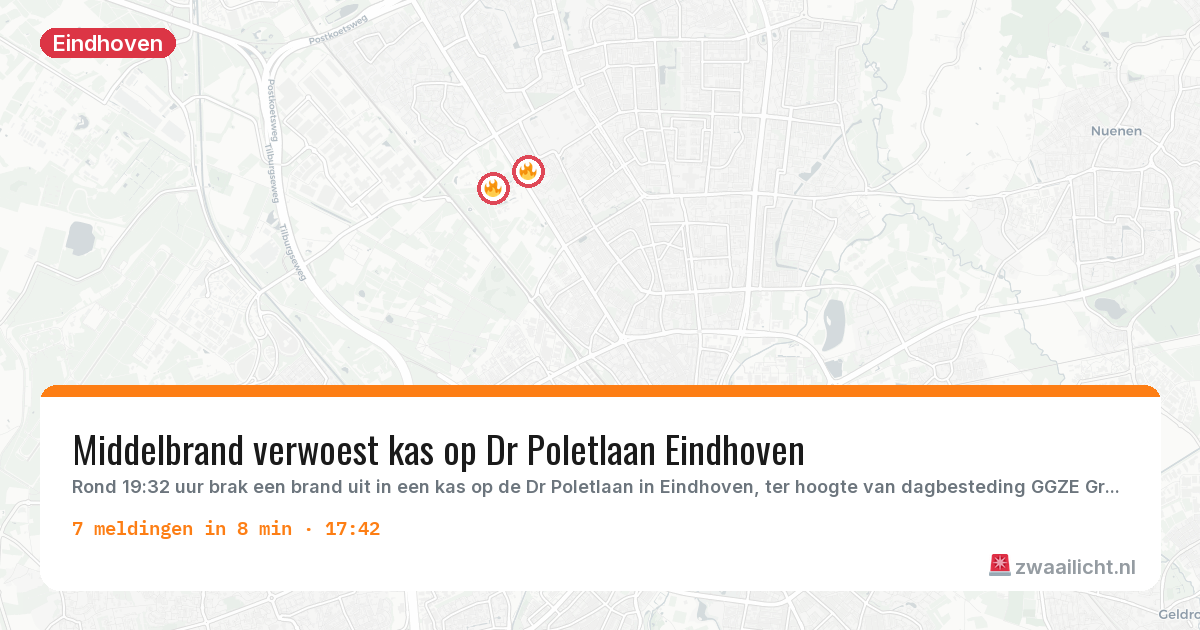Kaart van de activiteitspiek bij Eindhoven