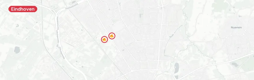 Kaart van Middelbrand verwoest kas op Dr Poletlaan Eindhoven