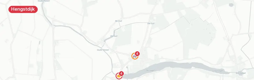 Kaart van Auto botst tegen boom op Vogelweg Hengstdijk