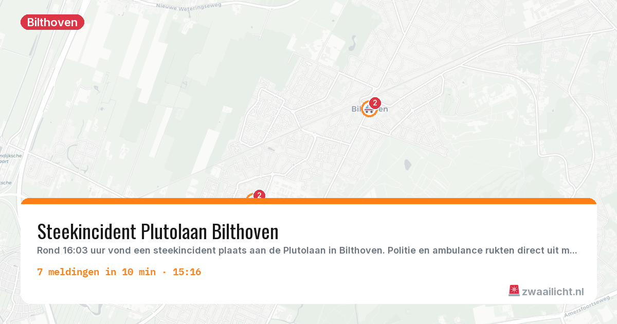 Kaart van de activiteitspiek bij Bilthoven