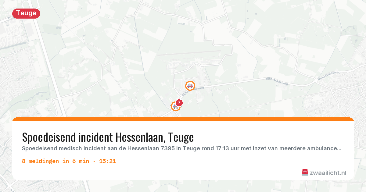 Kaart van de activiteitspiek bij Teuge