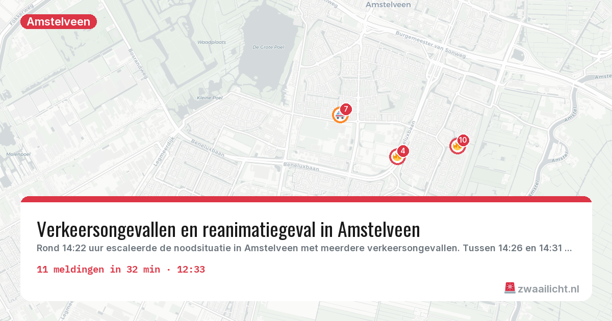 Kaart van de activiteitspiek bij Amstelveen