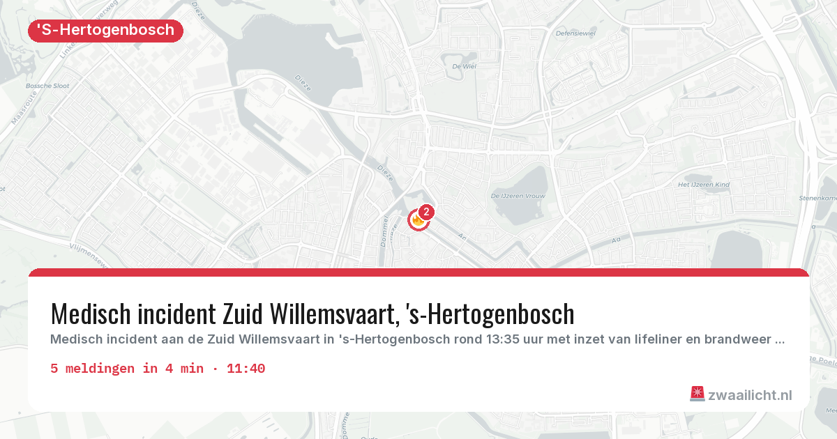 Kaart van de activiteitspiek bij 'S-Hertogenbosch
