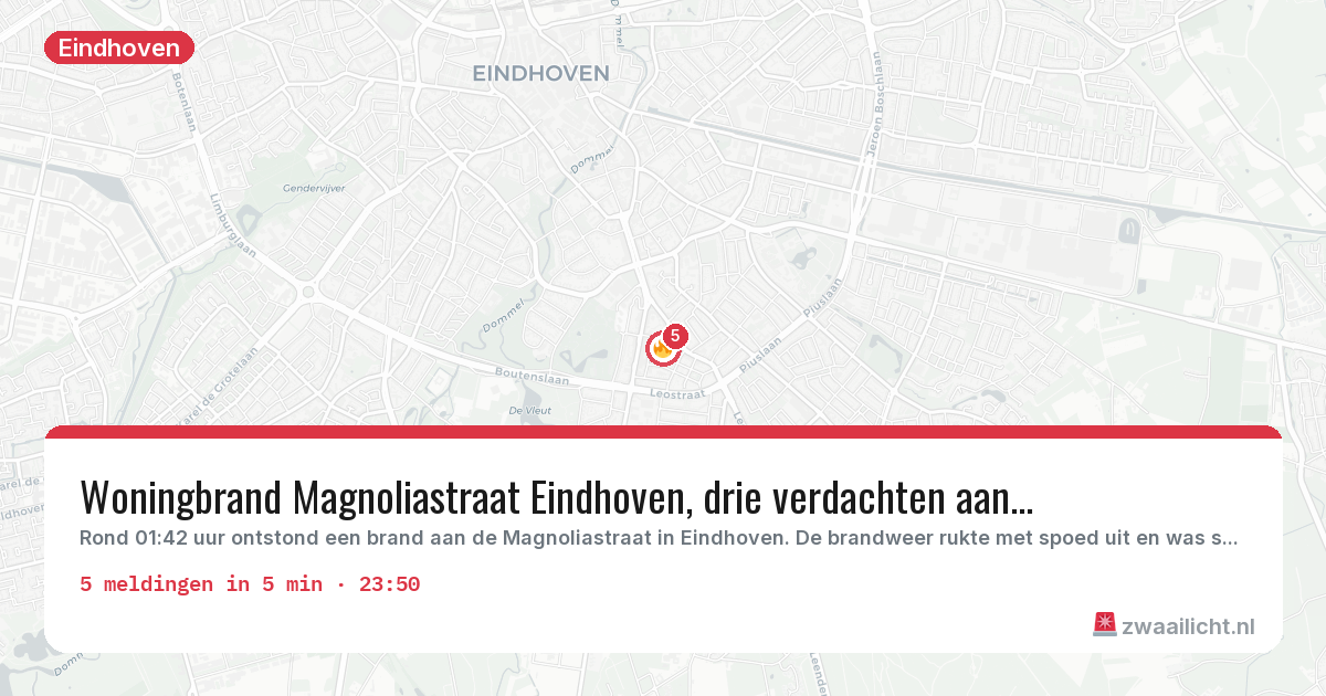 Kaart van de activiteitspiek bij Eindhoven