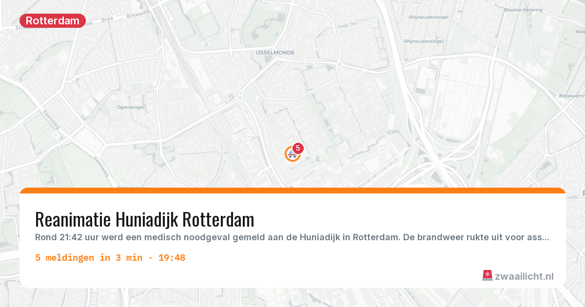 Kaart van de activiteitspiek bij Rotterdam