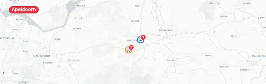 Kaart van Aanrijding met letsel Veenhuizerweg Apeldoorn