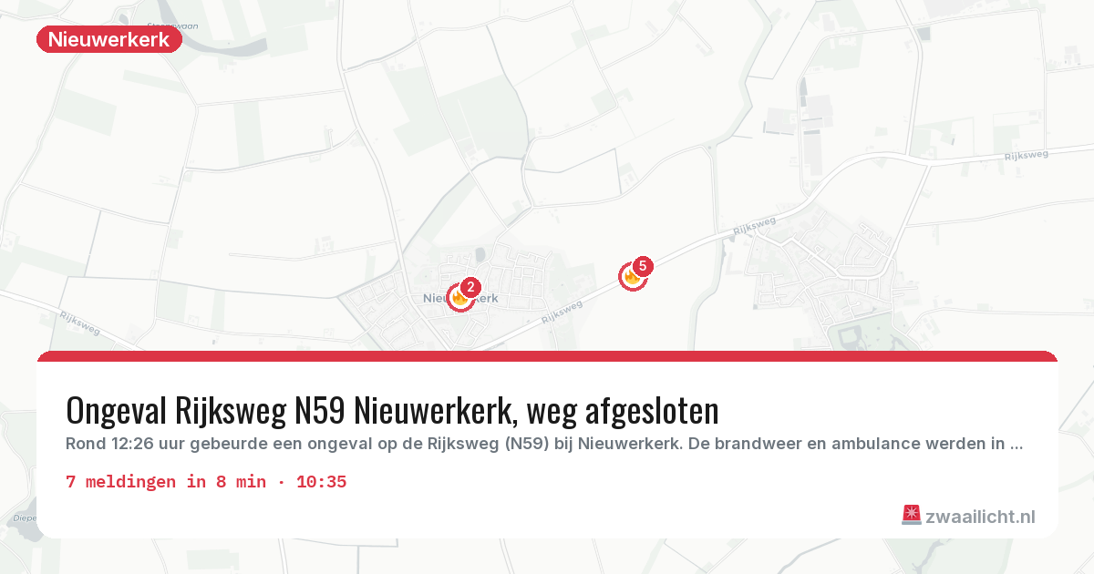 Kaart van de activiteitspiek bij Nieuwerkerk